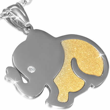 エレファントステンレスペンダント 象 ぞう アニマル 動物 ゴールド 金色 サージカルステンレス316L ネックレス トップ ステンレスパーツ チョーカー メン...