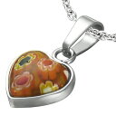 グラスハートペンダント(朱) 蜻蛉玉 ガラス トンボ玉 サージカルステンレス316L ネックレス パーツ メンズ レディース トップ ペア ステンレスパーツ ア...