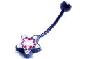 妊婦用 バイオプラストへそピアス (スター) 14ゲージ 14G へそぴあす 臍ピアス ヘソピアス ボディピアス 金属アレルギーなし ファーストピアス セカンドピアス 出産祝い 妊娠 マタニティ シャフト長い ママ 内径が長い トラブルに 黒 ブラック ジルコニア へそぴ 星