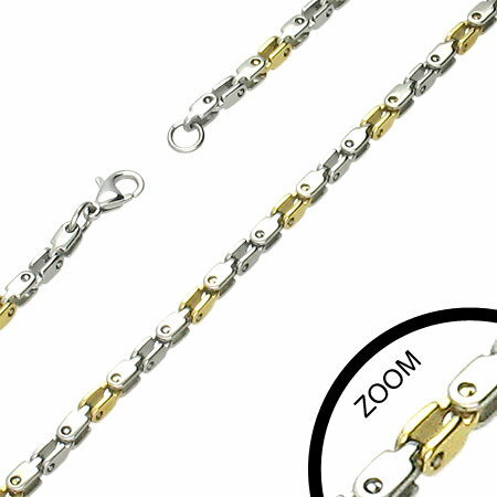 サイバーゴールドミックス ステンレスチェーン ステンレスネックレス サージカルステンレス316L メンズ..