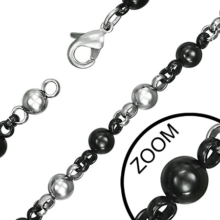 ダブルカラーボール ステンレスチェーン 6ミリ 6mm ステンレスネックレス サージカルステンレス316L メ..