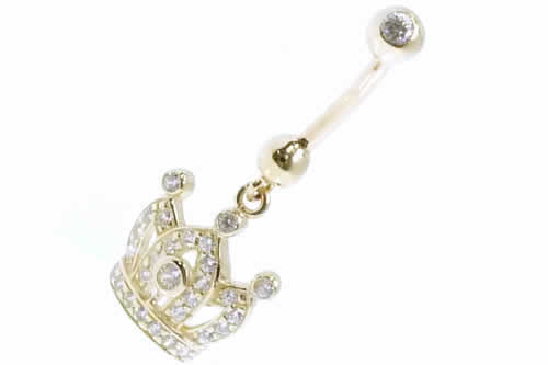 14金ロイヤルクラウンへそピアス 14ゲージ 14G バナナバーベル へそぴあす 臍ピアス ヘソピアス ボディピアス 大人 本物の金 安心素材 K14 プレゼン...