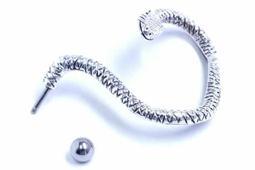 [ストレートバーベル ボディピアス 14G ] メデューサバーベル 14ゲージ 14g イヤーフック ボディーピアス イヤーラップ 蛇 へび ヘビ スネーク スネイク ユニーク 手作り 耳 シルバー925 スターリングシルバー サージカルステンレス316L おしゃれ 人気 プレゼント 高級