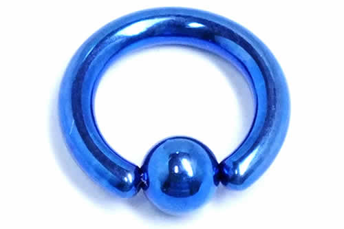 ［10G 高品質 チタングレード23］ ブルーチタンキャプティブビーズリング 10ゲージ 定番 チタン製ハイポリッシュ ボディピアス メンズ レディース ファーストピアス セカンド 軟骨 へそピアス ヘリックス トラガス リング型 青色 内径 大きい 小さい ニッケルフリー
