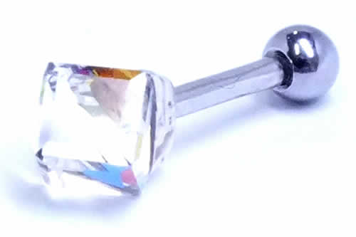 Rakuten - アイスキューブ925ヘリックス 16G 16ゲージ ボディピアス シャフトはサージカルステンレス316L デザイン部分はシルバー925 メンズ レディース 軟骨 ヘリックス トラガス 耳 高級 アンテナ ストレートバーベル 高級 スターリングシルバー 四角形 キュービック ラインストーン