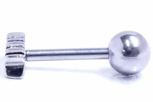 ロゴバーベル（PUNK） 14ゲージ 14G 軟骨 耳 ヘリックス トラガス アンテナ 舌ピアス ベロ ボディピアス メンズ レディース ストレートバーベル おもしろ 個性 面白い 内径 長い 短い サージカルステンレス316L 両側ネジパーツ 英語 アルファベット メッセージ パンク