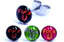 ○○ステンレスピアス(FUCK U)/1個販売 サージカルステンレス316L 20G 20ゲージ メンズ レディース 金属アレルギー出にくい 耳 軟骨 キャッチピアス スタッドピアス 英語 おもしろ メッセージ 緑色 ブラック 黒色 ピンク グリーン 激安 ファーストピアス セカンド(4)
