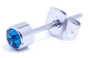 4mmジュエルステンレスピアス(マリン)/1個販売 水色 小さい サージカルステンレス316L ジルコニア台座 シンプル メンズ レディース シンプル ファース...