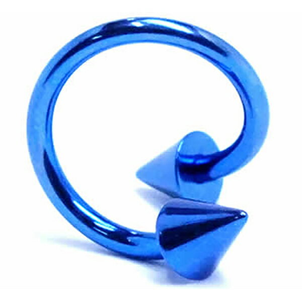 Barbell （Spiral） - [ 14G チタングレード23 スパイラルバーベル ] ブルー 青色 コーン スパイラル ツイストバーベル 14ゲージ 14GA ボディピアス チタン メンズ レディース 回る スクリュー スクリュウ ネジパーツ へそ 耳 軟骨 クチ 口 臍 ヘリックス 回転 クルクル ニッケルフリー