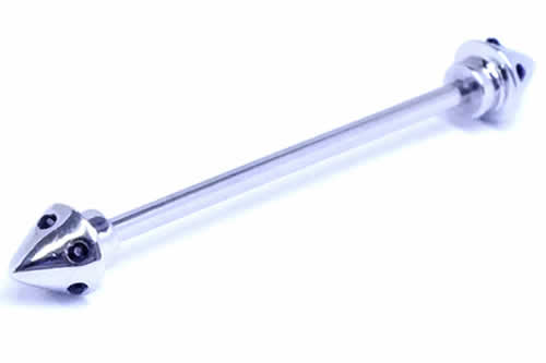 ロケットパーツにジュエルをセットしたロングバーベル型ボディピアス。男女を問わないパンクな雰囲気のバーベルはペアアクセサリーやプレゼントにもお奨め！ホールとホールをつなぐ長いメガバーベルはインダストリアルに最適。内径サイズも選べて、両側ネジタ...