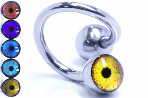Rakuten - [ 14G スパイラルバーベル ] デビルアイ スパイラル ツイストバーベル 14ゲージ 14GA ボディピアス サージカルステンレス316L アレルギー メンズ レディース ひねり スクリュー スクリュウ ネジボール へそ 耳 軟骨 クチ 口 臍 ヘリックス 回転 グルグル 巻く 目玉 不気味 眼