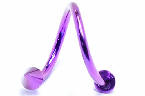 [ 16G チタングレード23 スパイラルバーベル ] パープル 紫色 コーン スパイラル ツイストバーベル 16ゲージ 16GA ボディピアス チタン メンズ レディース 回る スクリュー スクリュウ ネジパーツ へそ 耳 軟骨 クチ 口 臍 ヘリックス 回転 クルクル ニッケルフリー