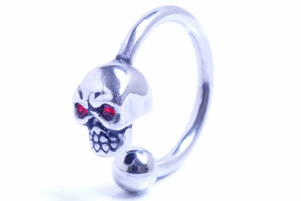 [ 14G ボディピアス ] スカル サーキュラー バーベル 1個販売 14ゲージ リング型 サージカルステンレス316L 臍 へそ ヘソ 口 リップフープ 鼻 眉 目 眼 ノーズリング メンズ レディース ボディーピアス プレゼント 男性 女性 ヘリックス 軟骨 コンク ドクロ 髑髏 がい骨