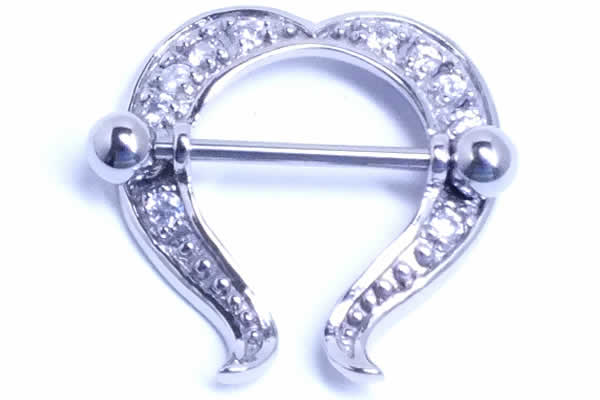 [ 14G ニップル 乳首 ] カイゼルニップルピアス ストレートバーベル シールド 14ゲージ 胸 乳輪 ボディピアス メンズ レディース サージカルステンレス316L ボディーピアス 乳首ピアス ジュエリー アクセサリー クリスタル ラインストーン ジルコニア 別売り16Gに変更可能