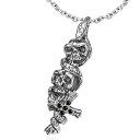 セメタリースカルステンレスペンダント(ブラック) ドクロ ガイコツ 十字架 クロス ヘビ 蛇 スネーク スネイク サージカルステンレス ネックレス トップパーツ メンズ レディース ペア パーツ チョーカー 黒色 ジルコニア ラインストーン 大人 男子 彼氏 父の日