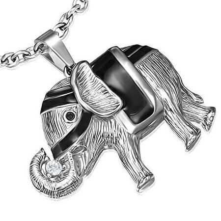 インドゾウペンダント エレファント 象 おもしろ アニマル 動物 サージカルステンレス ネックレス パーツ メンズ レディース トップ ペア アクセサリー チョーカー