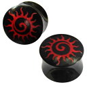 レッドフレイムホーンプラグ 2ゲージ 2G 0ゲージ 0G 00ゲージ 00G 12mm 12.0mm 太陽 赤 トライバル ボディピアス メンズ レディース 水牛の角 天然素材 手作り 個性的 黒色 金属アレルギー対応 ダブルフレア キャッチなし プラグ ホール系 ボディーピアス 埋め込み型