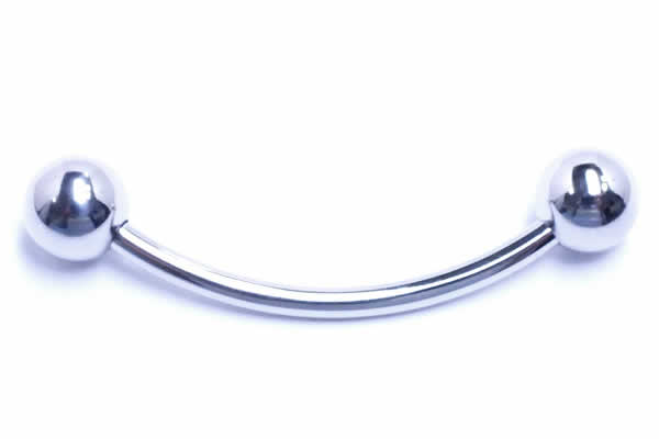 [8G 内ネジ 内径25cm以上 長いタイプ] インターナル ロングバナナバーベル 1個販売 8ゲージ サージカルステンレス316L 逆ネジ カーブバーベル ボディピアス メンズ レディース へそピアス ヘソピアス 臍ピアス ネジボール ファーストピアス プレーン シンプル