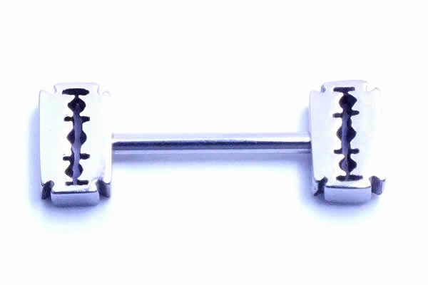 ［14G おもしろ ボディピアス］ カミソリ ストレートバーベル 14ゲージ サージカルステンレス316L メン..