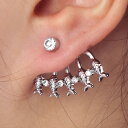 フィッシュフォークピアス/1個販売 ステンレスピアス バックキャッチピアス ジャケットピアス クリスタル ジルコニア 魚 サカナ 20G 20ゲージ サージカルステンレス メンズ レディース キャッチピアス 軟骨 耳たぶ 結婚式 パーティ 発表会 入学式 卒業式 お呼ばれ