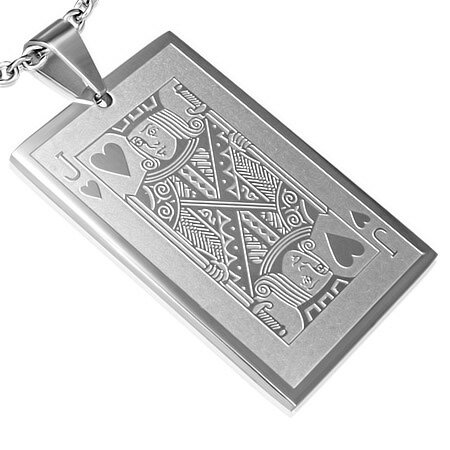 トランプステンレスペンダントトップ(ハートJ) 1個販売 おもしろい 面白い ジャック 11 サージカルステンレス316L ネックレス ステンレスパーツ メンズ...