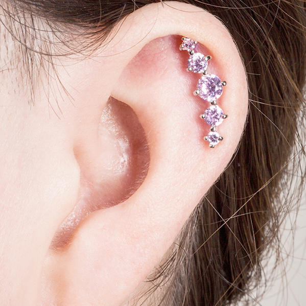 [人気 16G ボディピアス] ファイブジュエル ストレートバーベル 1個販売 16ゲージ ボディーピアス サージカルステンレス316L シルバー925 スターリングシルバー メンズ レディース 軟骨 ヘリックス トラガス 耳 たて爪 立て爪 高級 5個 ジルコニア クリスタル 男性 女性