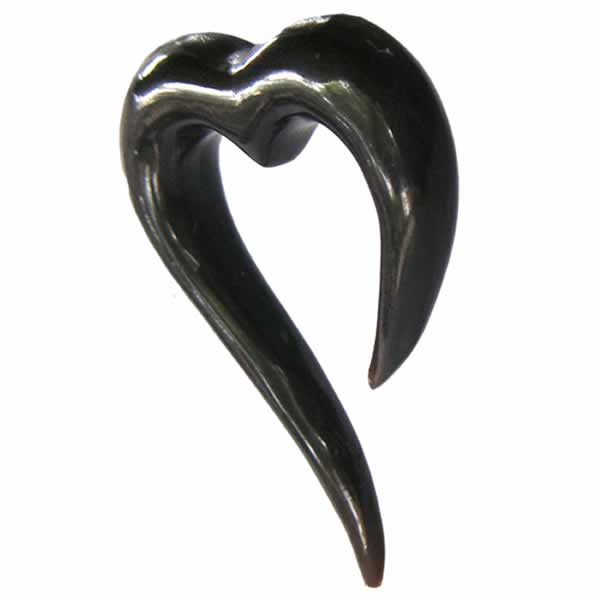 ハートフックホーンプラグ 12G 12ゲージ 6G 6ゲージ ボディピアス 水牛 角 金属アレルギー対応 メンズ レディース インディアンジュエリー 手作り ボヘミアン 黒色 ブラック 面白い オモシロ おもしろ ユニーク 個性 フックタイプ 夏 男性 女性 男子 女子 プレゼント