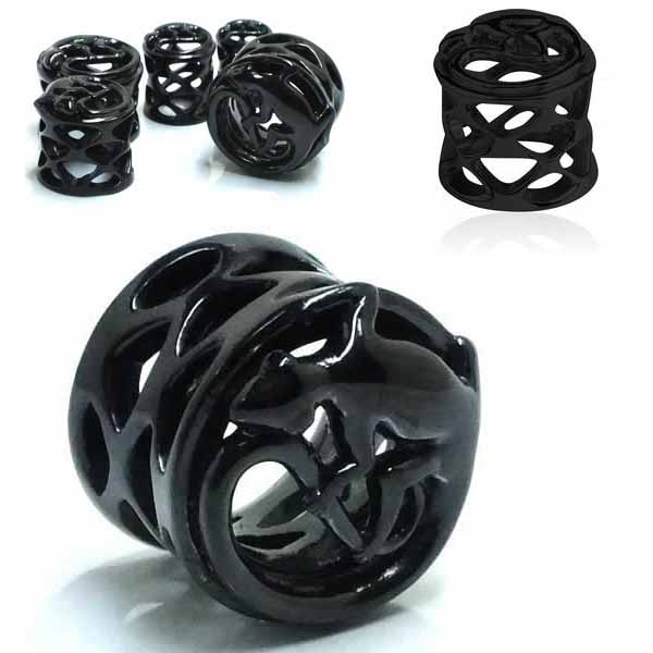 ブラックラティスプラグ 蜥蜴 0ゲージ 0G 00ゲージ 00G 12.0mm 12mm 14.0mm 14mm 16.0mm 16mm ブラック ボディピアス...