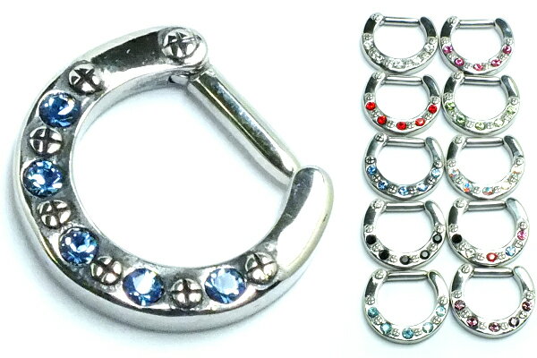 ホースシューリング（フレンチ） セプタムクリッカー 14ゲージ 14G 鼻ピアス セプタム サージカルステ..