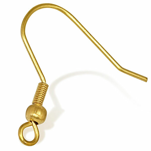 サージカルステンレス316L ゴールドステンレスフックパーツ(ロング) ピアスパーツ DIY用 アメリカンピアス フックピアス 低アレルギー ステンレスピアス ...