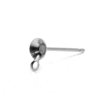 4mm台座チャーム付きステンレスDIY用スタッドピアス(横向き)サージカルステンレス316L ステンレス ピアス パーツ DIY用 揺れる 丸環 マルカン 低ア...