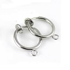 マルカン付きフェイクリングピアスパーツ イヤリング金具 1個販売 片方 スプリング イヤーカフ 鼻ピアス 耳ピアス DIY用 バネ イヤリングパーツ フープピアス シルバー 作る ノンホールピアス ノンホールイヤリング あけない ハンドメイド 金具 手作り ステンレス 丸環