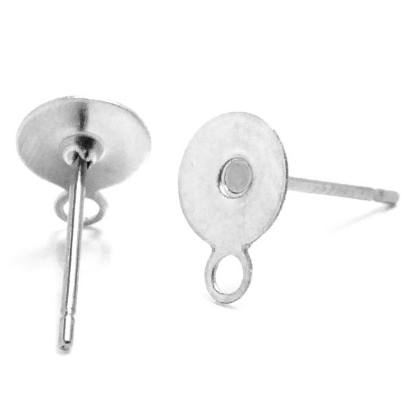 6mmフラットチャーム付きステンレスDIY用スタッドピアス(横向き)/サージカルステンレス ステンレス ピアス パーツ キャッチピアス スタッドピアス ポスト ...