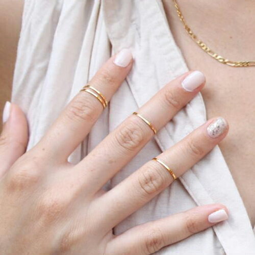 ゴールドスリムファランジリング 12号 金の指輪 細身 シンプル 激安 ファランジリング チップリング メンズ レディース フォークリング ミディリング フィン...