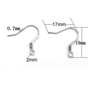 サージカルステンレスフックパーツ（M） ピアス パーツ DIY用 アメリカンピアス フックピアス 低アレルギー ステンレスピアス316L メンズ レディース 引っ掛けるタイプ U字型フック 釣り針 フィッシュフック 釣針 金具 ハンドメイド 手作り 手芸 ばら売り 1個販売