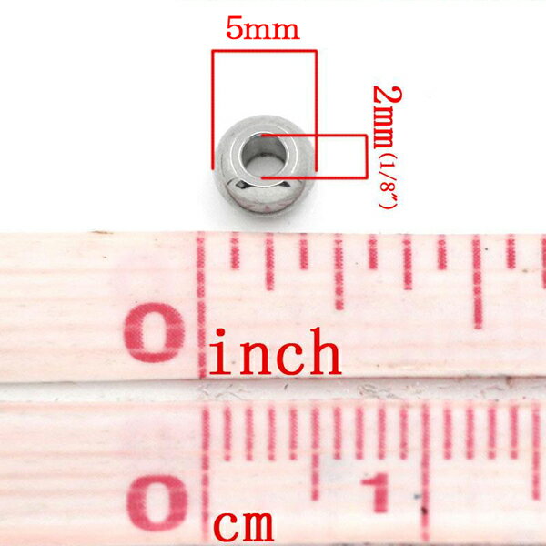 2mm用 2mmワイヤー用 2mmテグス用 2ミリ革紐用 2.0mmロープ用 ステンレス5mmリングパーツ サージカルステンレス ビーズパーツ 通す ネックレス ブレスレット アンクレット DIY 手作り 材料 フリマ 部品 クラフト アクセサリー ハンドメイド 穴開き 甲丸リング シンプル