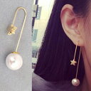流星パールバックキャッチピアス/1ペア 真珠 スター ゴールド 金色 ジャケットピアス バックキャッチ レディース 結婚式 入学式 卒業式 個性的 耳飾り アクセサリー パーティジュエリー 発表会 後ろキャッチ ファッションピアス 両耳 20G 20ゲージ