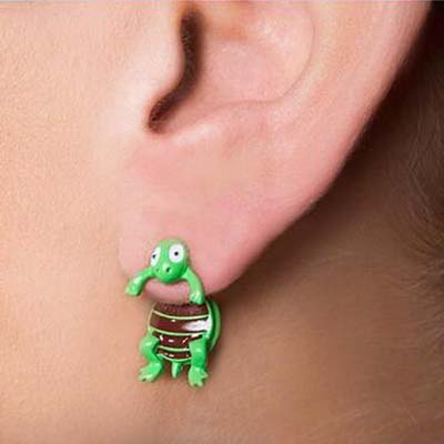 楽天ピアス専門ショップGreen Piercingフィギアピアス（カメ）/1個販売 亀 タートル ファッションピアス シングルピアス バックキャッチピアス 面白 手作り ピアス ユニーク おもちゃ アニマル 動物 立体ピアス 3D おもしろ メンズ レディース ハンドメイド おもしろピアス 人形 立体 オモシロ 20G 20ゲージ