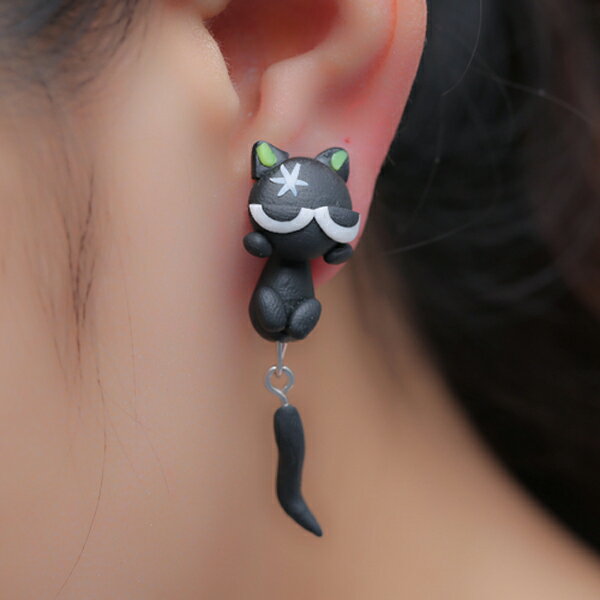 楽天ピアス専門ショップGreen Piercingフィギアピアス（スネネコ）/1個販売 猫 キャット バックキャッチピアス 面白 手作り ピアス ユニーク おもちゃ アニマル 動物 立体ピアス 3D おもしろ メンズ レディース ハンドメイド おもしろピアス 人形 ヌイグルミ 立体 オモシロ