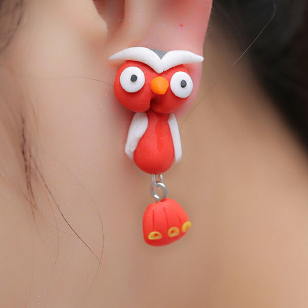 楽天ピアス専門ショップGreen Piercingフィギアピアス（フクロウ）/1個販売 梟 ふくろう オウル 鳥 バード バックキャッチピアス 面白 手作り ピアス ユニーク おもちゃ アニマル 動物 立体ピアス 3D おもしろ ファッションピアス シングルピアス メンズ レディース ハンドメイド おもしろピアス 人形 ヌイグルミ