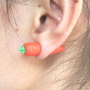 楽天ピアス専門ショップGreen Piercingフィギアピアス（キャロット）/1個販売 人参 やさい ニンジン 野菜 バックキャッチピアス 面白 手作り ピアス ユニーク おもちゃ アニマル 動物 立体 3D 手作り ファッションピアス シングルピアス メンズ レディース おもしろピアス 人形 ヌイグルミ ミニチュア 男性 女性