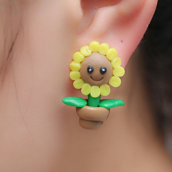 楽天ピアス専門ショップGreen Piercingフィギアピアス（ヒマワリ）/1個販売 花 フラワー バックキャッチピアス 面白 手作り ピアス ユニーク おもちゃ アニマル 動物 立体ピアス 3D おもしろ ファッションピアス シングルピアス メンズ レディース ハンドメイド おもしろピアス 人形 ヌイグルミ 立体 オモシロ