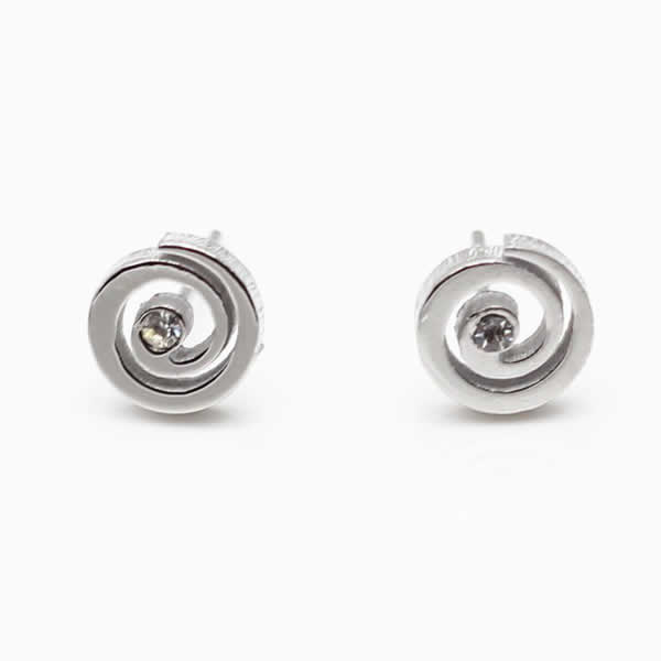 Chromium - エターナルステンレスピアス/1個販売 うず ぐるぐる クリスタル ジルコニア おもしろ サージカルステンレス316L 20G 20ゲージ メンズ レディース メンズ ペア用としても キャッチピアス 軟骨 耳たぶ スタッドピアス