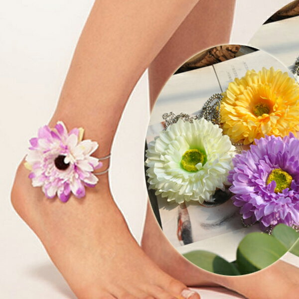 お花のアンクレット リアルなお花 フラワー レディース ペア ブレスレット 裸足 素足 足首 スニーカー サンダル ミュール ビーチ 手首 フット 足輪 アクセサリー チェーン 両足 片足 夏 入学式 パーティ 結婚式 卒業式 ウエディング 発表会