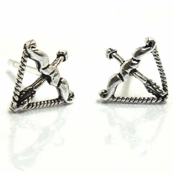 弓矢スタッドピアス/1ペア アロー 両耳 おもしろピアス 20G 20ゲージ 両耳 シルバー925 スターリングシルバー シルバーピアス キャッチピアス メンズ レディース 高級 オリジナル 耳たぶ 軟骨