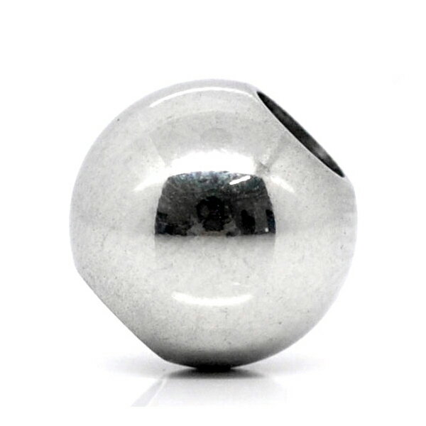 4mm皮ひも用ステンレス10mmボールパーツ ビーズパーツ サージカルステンレス316L ペンダント トップ ネックレス パーツ 手作り ハンドメイド ブレスレ...