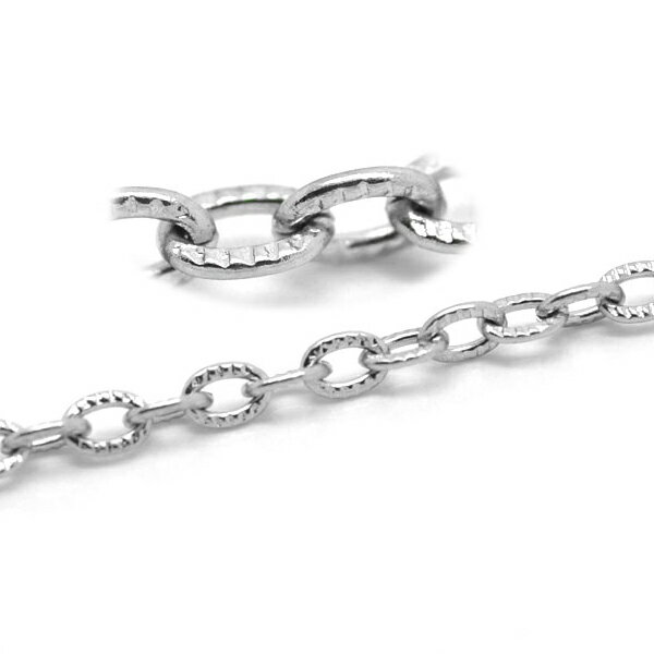 4.5mmx3.0mmエンボスあずきステンレスチェーン/10cm単位 サージカルステンレス316L 手作り DIY ネックレス ブレスレット アンクレット ボデ...