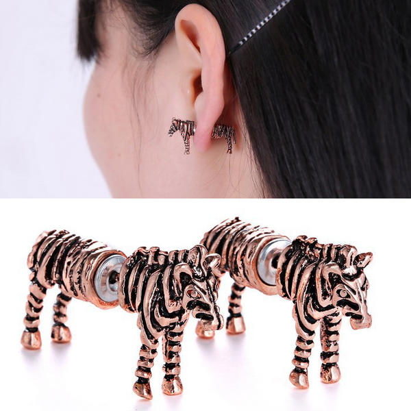 楽天ピアス専門ショップGreen Piercingゼブラバックキャッチピアス/1個販売 シマウマ 馬 ホース サファリパーク ジャケットピアス アニマル 動物ピアス ユニーク 面白 レディース メンズ おもしろ 個性的 耳飾り アクセサリー 後ろキャッチ ファッションピアス シングルピアス 3D 立体 おもちゃ