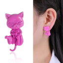ファンシーキャットバックキャッチピアス/1個販売 ネコ 猫 ジャケットピアス アニマル 動物ピアス ユニーク 面白 レディース メンズ おもしろ 個性的 耳飾り アクセサリー 後ろキャッチ ファッションピアス シングルピアス 3D 立体 おもちゃ