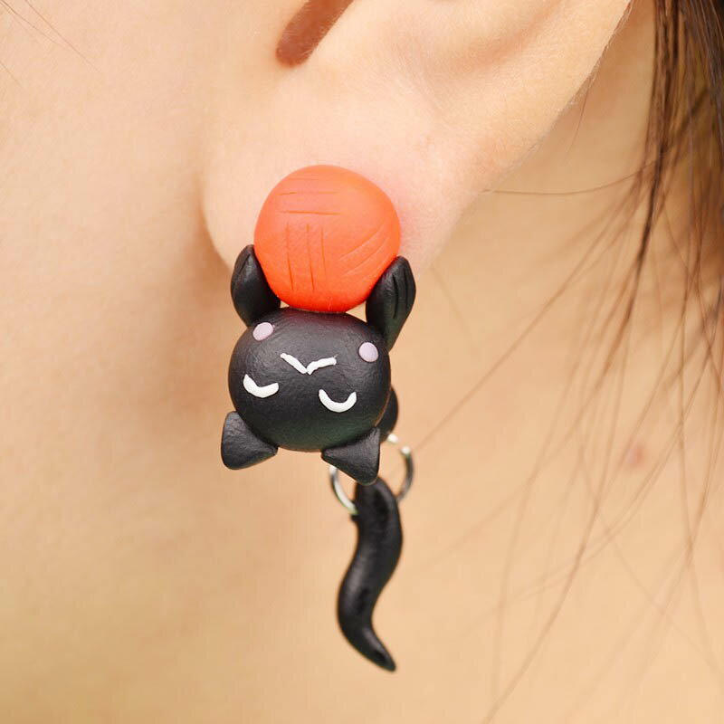 楽天ピアス専門ショップGreen Piercingフィギアピアス（ほのぼの猫ちゃん）/1個販売 ねこ キャット バックキャッチピアス 面白 手作り ピアス ユニーク おもちゃ アニマル 動物 立体ピアス 3D おもしろ ファッションピアス レギュラーピアス シングルピアス メンズ レディース ハンドメイド おもしろピアス